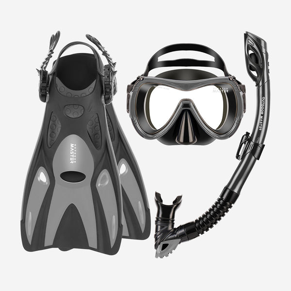 Kit Plongée 3 En 1 Adulte - Palmes Réglables S/M, Masque Anti-Buée, Tuba Étanche - Pour Snorkeling, Natation - Sac Inclus