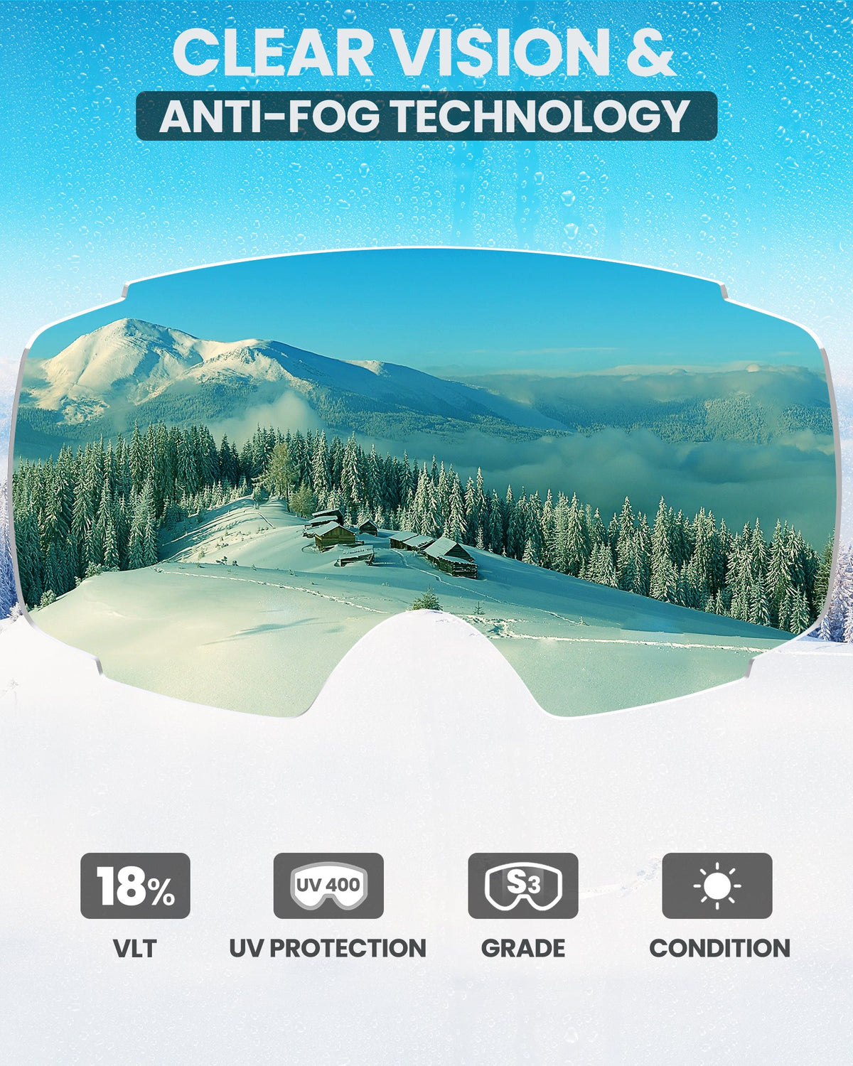 Ensemble lunettes de ski VISION + verres