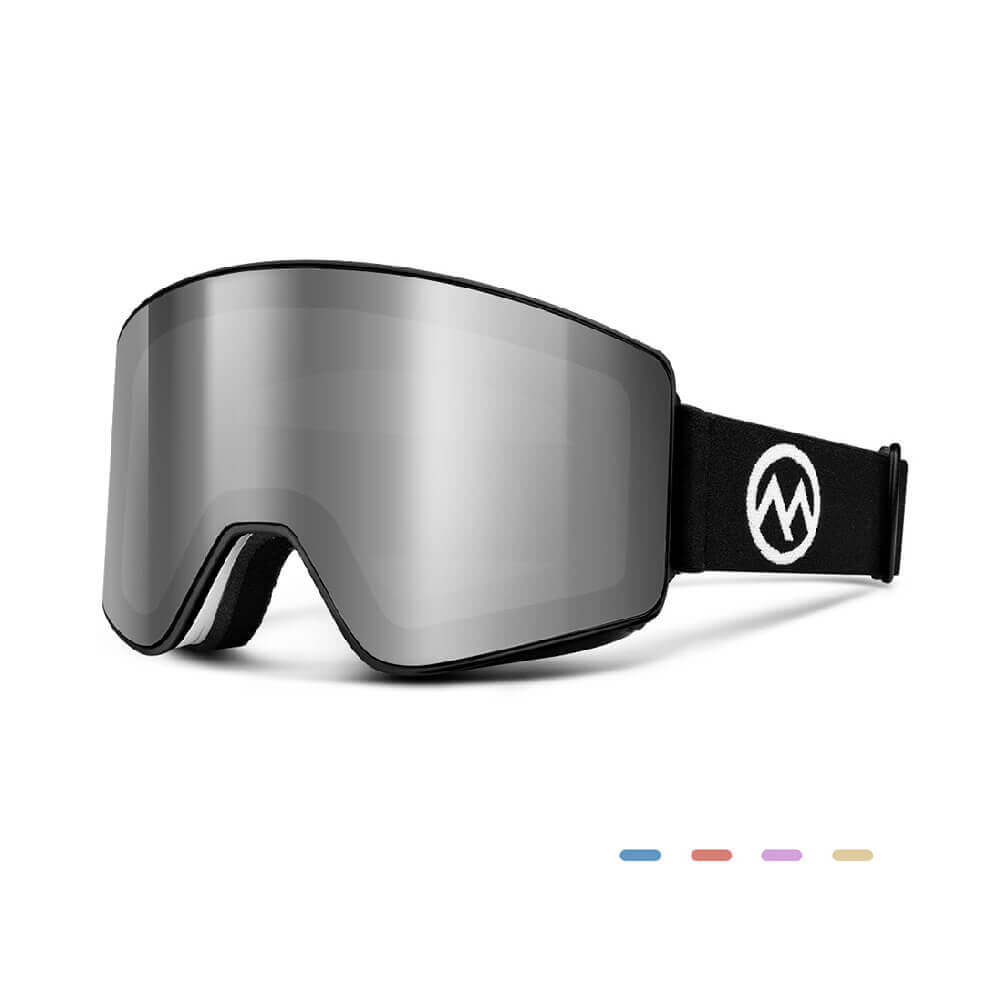 MEANDER SKI GOGGLES - 100% UV400 Protection - Interchangeable Lens - OTG - Anti-Fog OutdoorMasterShop white frame