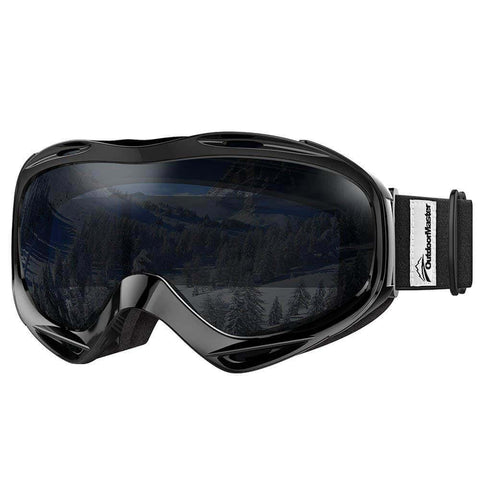 SKI GOGGLES OTG - 100% UV400 Protection - for Men, Women & Youth OutdoorMasterShop Black Frame VLT 8% 