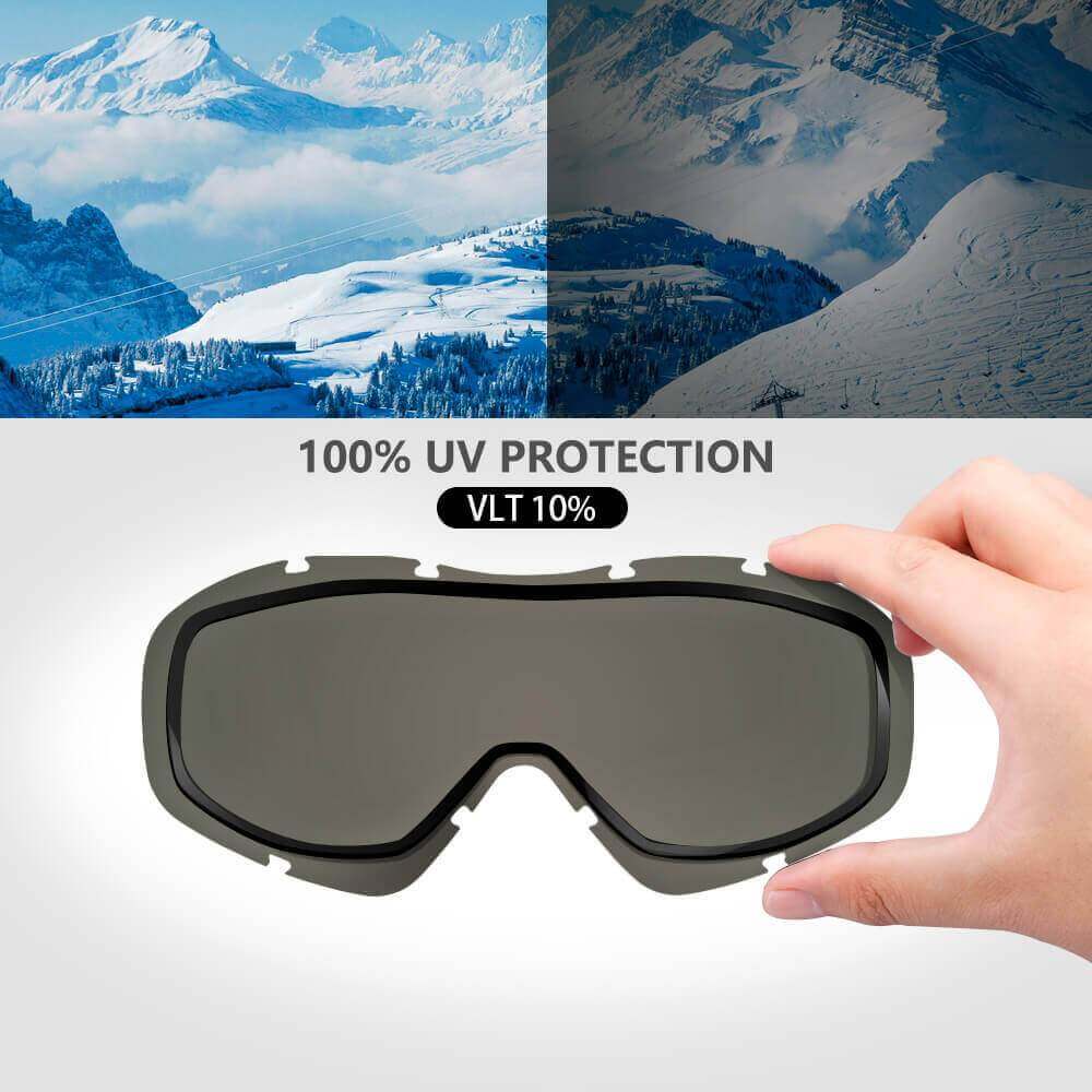 SKI GOGGLES OTG - 100% UV400 Protection - for Men, Women & Youth OutdoorMasterShop 