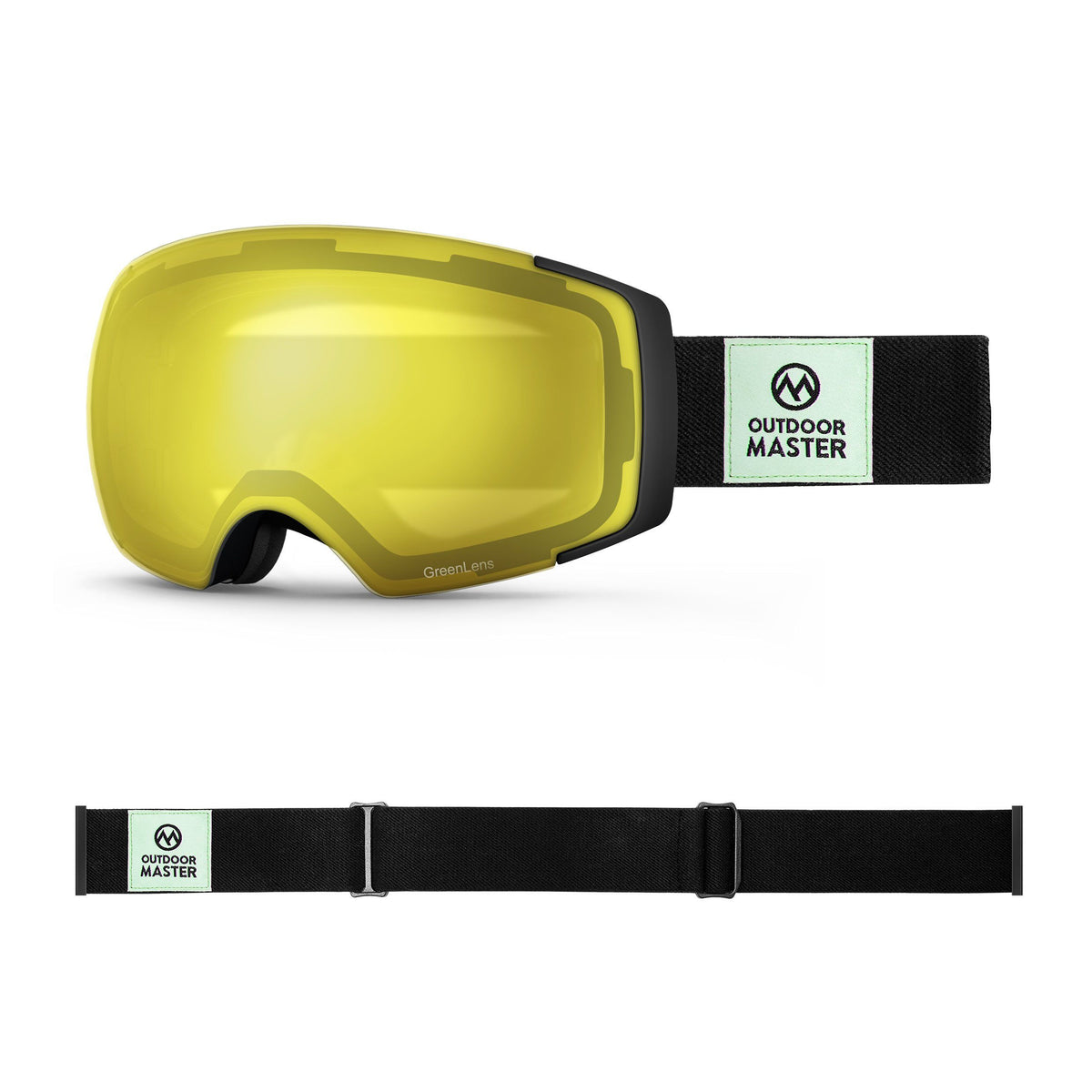 Eco-friendly Ski Goggles Pro Series - The Disappearing Places/Classic BambooStraps Limited Edition OutdoorMaster GreenLens VLT 75% TAC Yellow Lens Polarized Classic BambooStraps