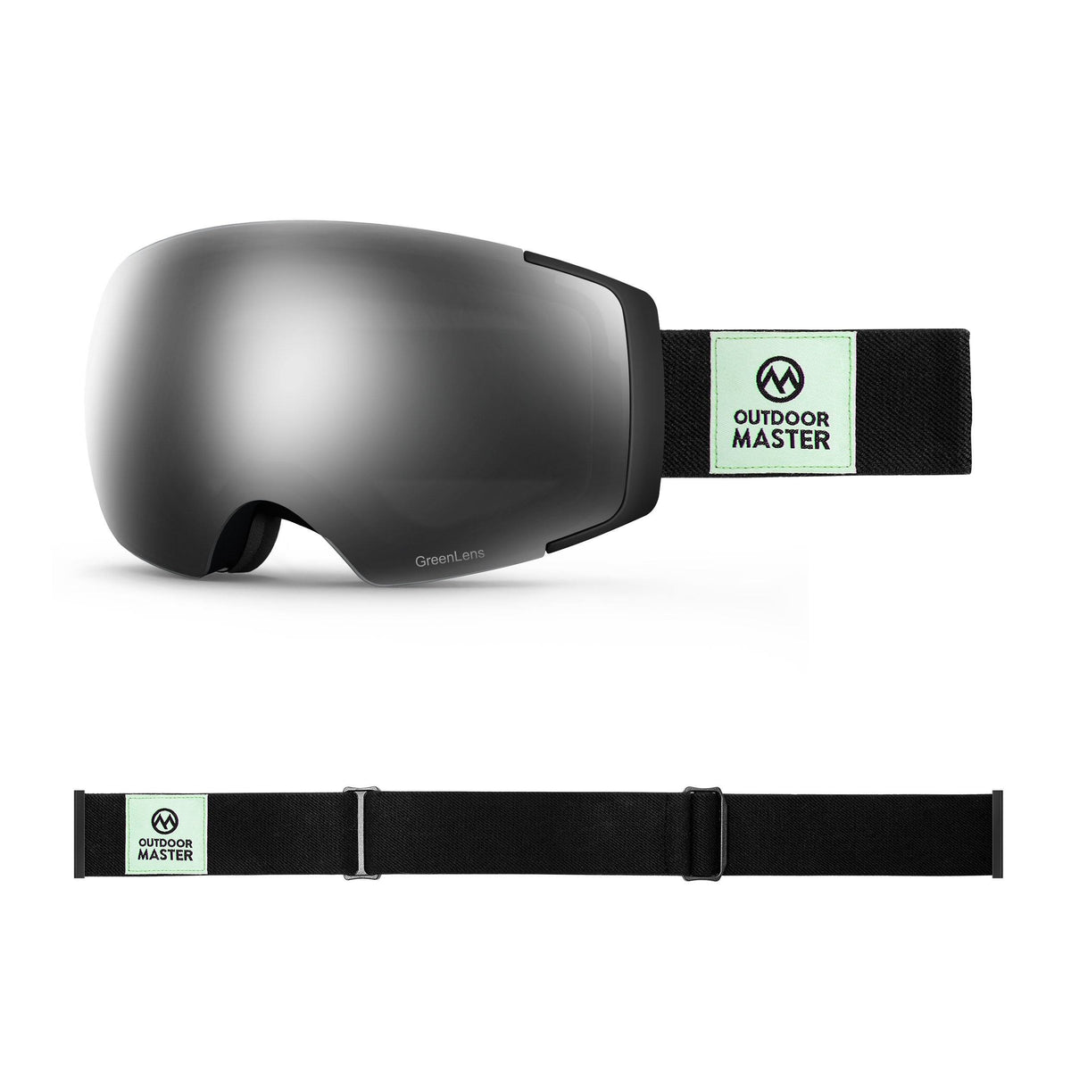 Eco-friendly Ski Goggles Pro Series - The Disappearing Places/Classic BambooStraps Limited Edition OutdoorMaster GreenLens VLT 10% TAC Grey With REVO Silver Polarized Classic BambooStraps
