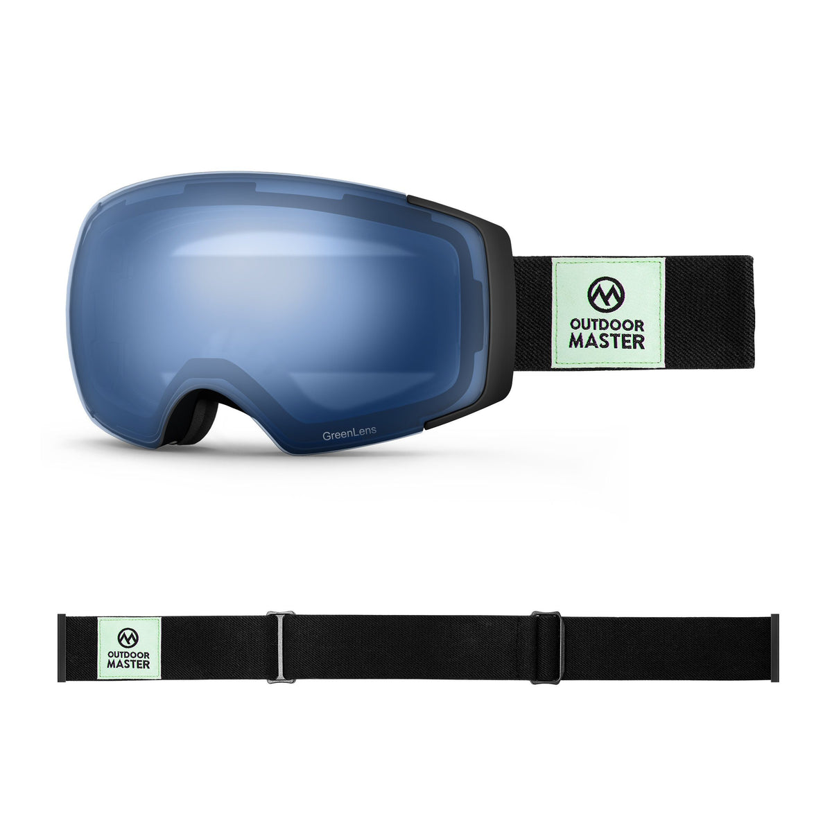 Eco-friendly Ski Goggles Pro Series - The Disappearing Places/Classic BambooStraps Limited Edition OutdoorMaster GreenLens VLT 60% TAC Blue Polarized Classic BambooStraps