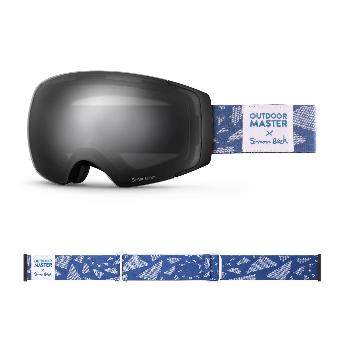 OutdoorMaster x Simon Beck Ski Goggles Pro Series - Snowshoeing Art Limited Edition OutdoorMaster SensusLens VLT 16-80% Photochromatic clear to Grey Flying Triangles