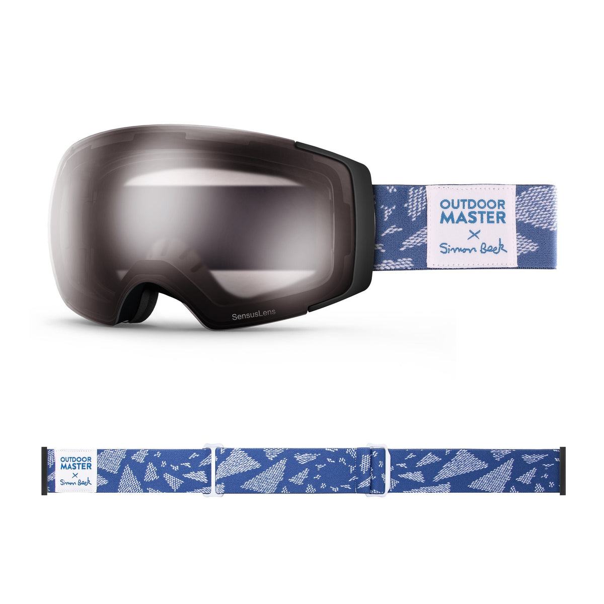 OutdoorMaster x Simon Beck Ski Goggles Pro Series - Snowshoeing Art Limited Edition OutdoorMaster SensusLens VLT40-80% Photochromatic Clear to Pink Flying Triangles