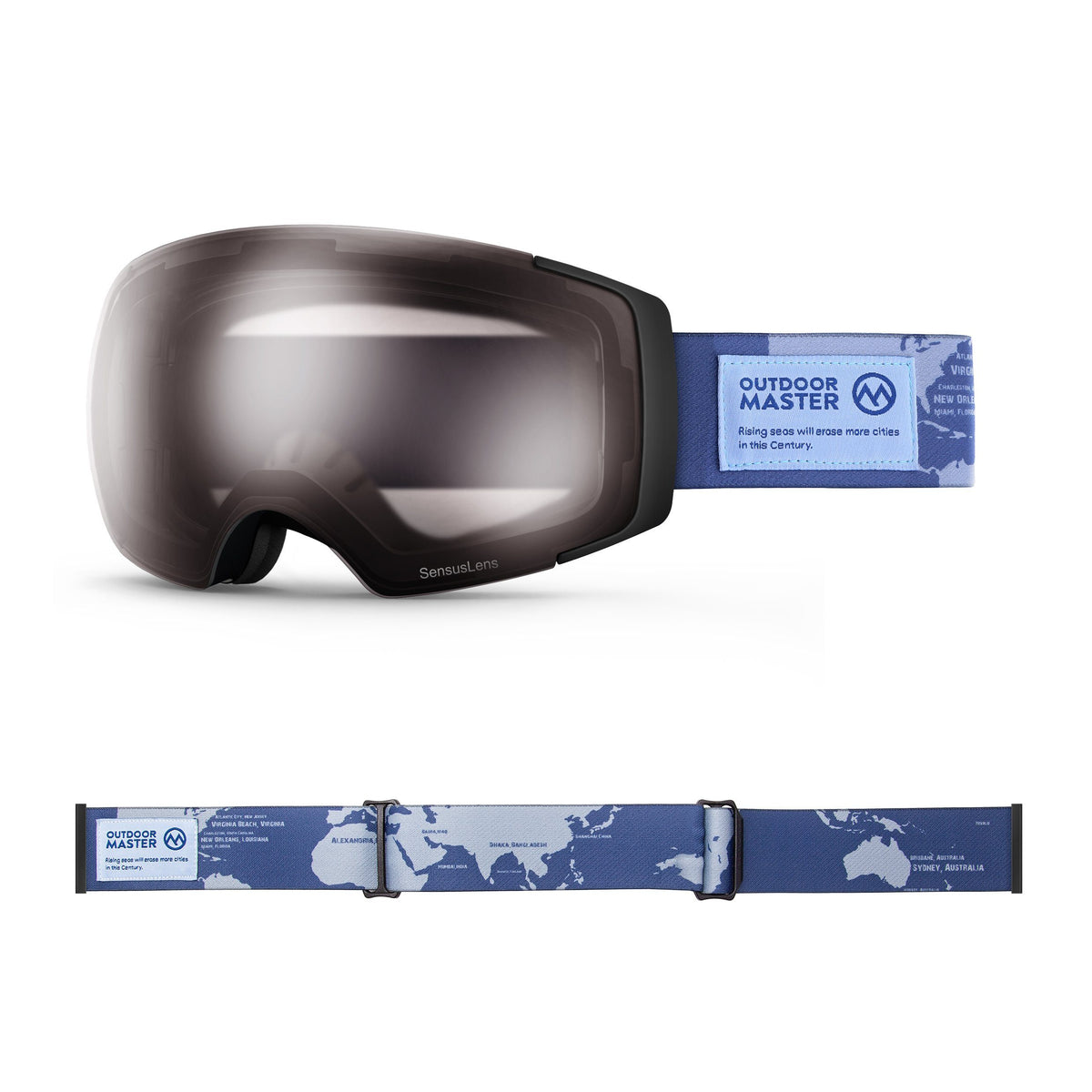 Eco-friendly Ski Goggles Pro Series - The Disappearing Places/Classic BambooStraps Limited Edition OutdoorMaster SensusLens VLT40-80% Photochromatic Clear to Pink The Disappearing Places
