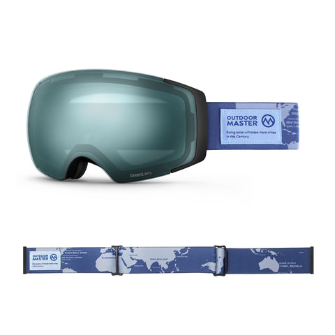 Eco-friendly Ski Goggles Pro Series - The Disappearing Places/Classic BambooStraps Limited Edition OutdoorMaster GreenLens VLT 20% TAC Green Polarized The Disappearing Places